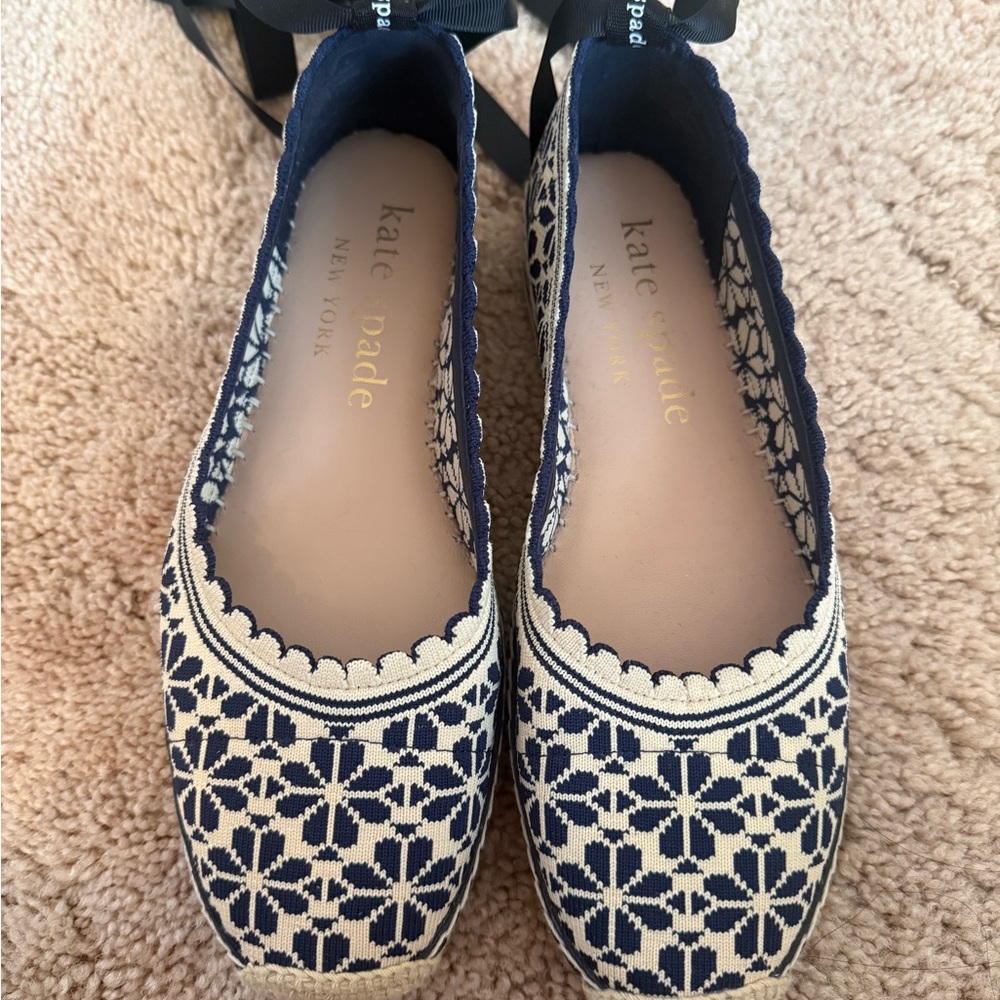 Kate Spade Blue and Cream Espadrilles
